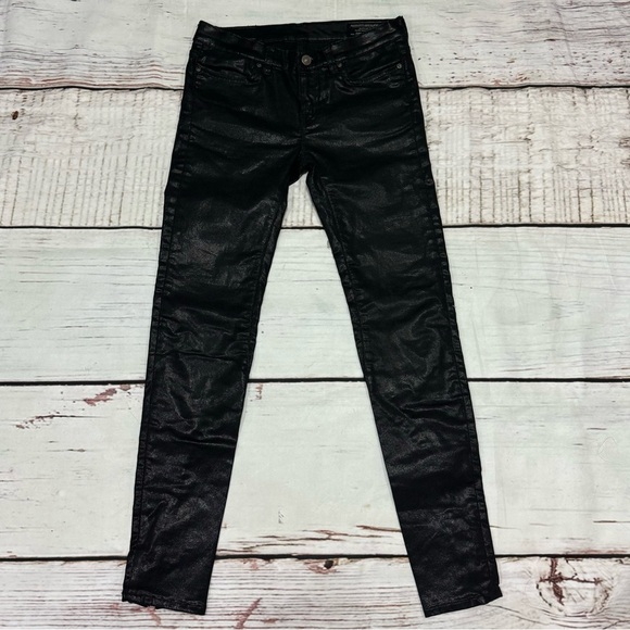 ALLSAINTS SPITALFIELDS women’s cigarette skinny jeans in size 28 Shiny Black EUC - Picture 1 of 16